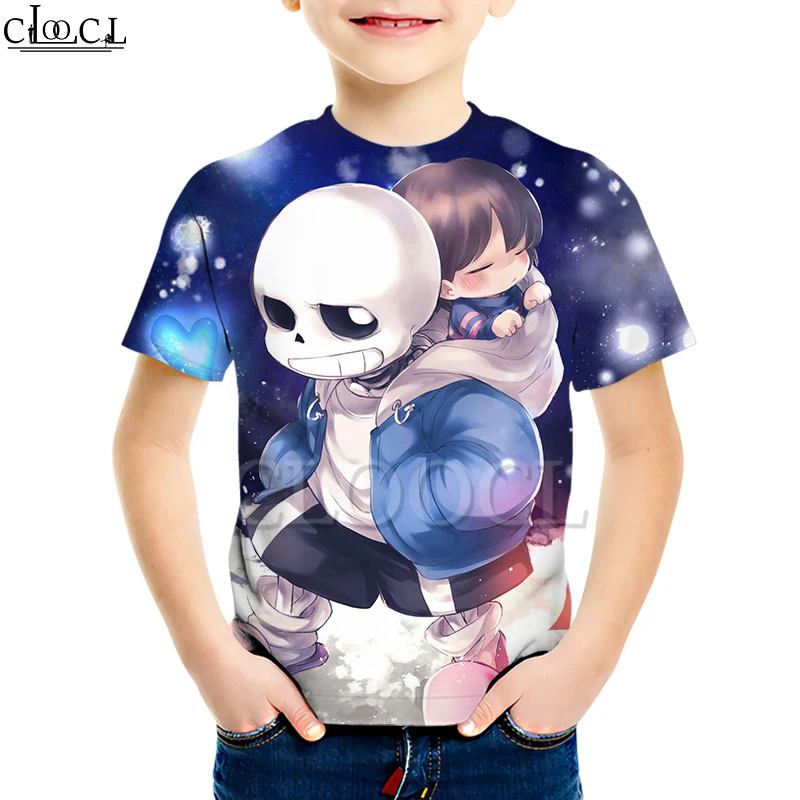 Детская футболка с героями игры «Undertale Sans»; Креативный Свитер с короткими рукавами и 3D-принтом для мальчиков и девочек; повседневные топы для малышей; Прямая поставка - Цвет: Kids T shirt 1