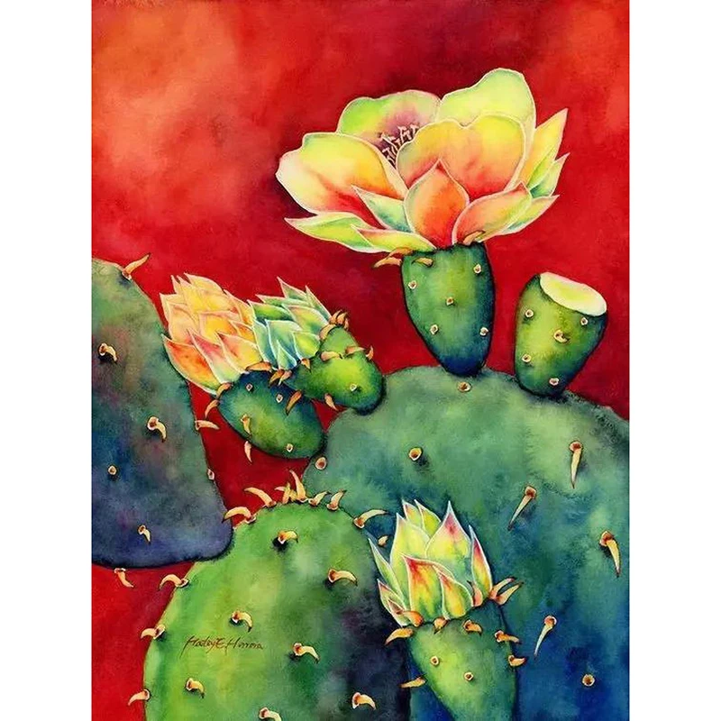 Полный Круглый 5D алмазная картина цветок кактуса Алмазная Вышивка дисплей