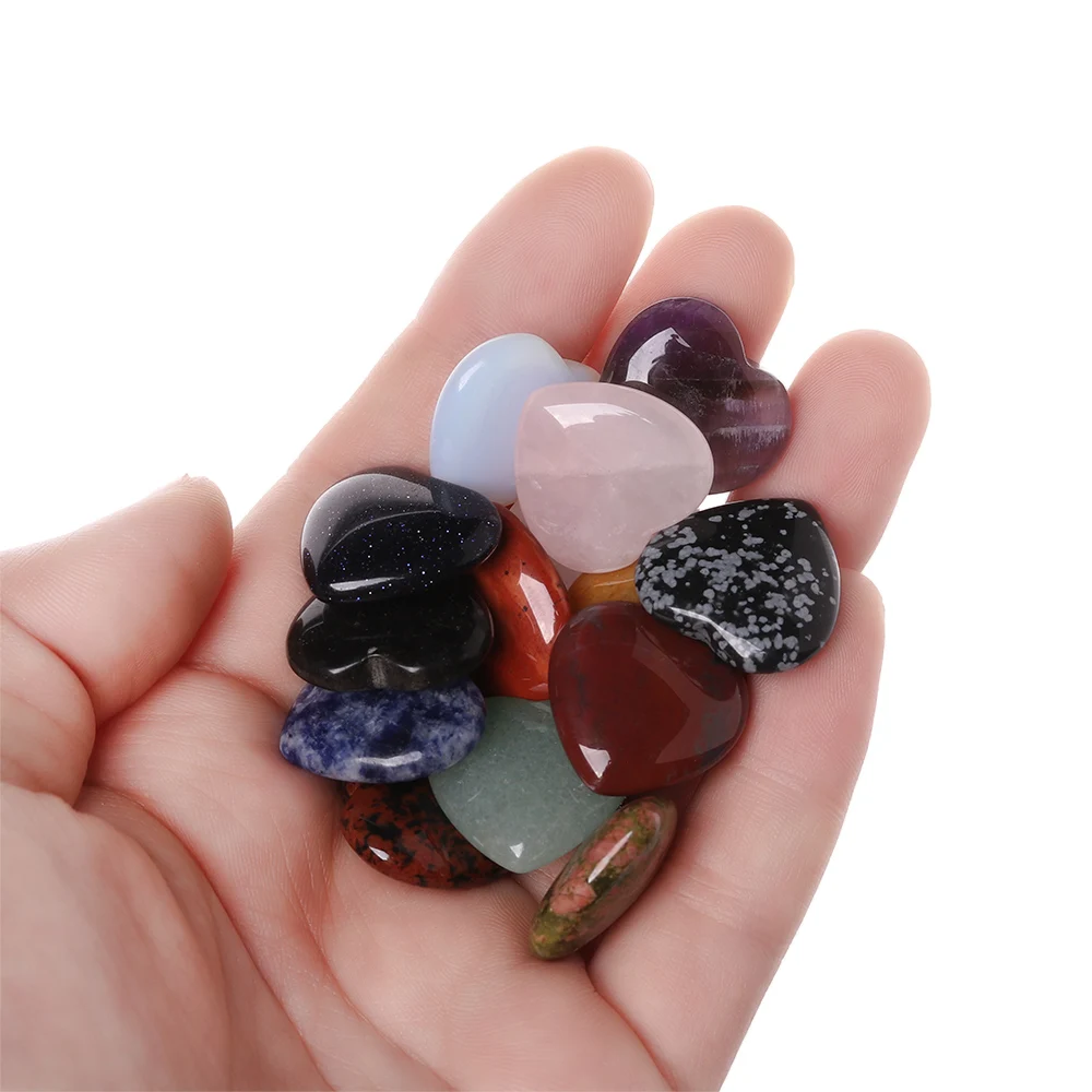 Natural Quartz Heart Crystal Reiki Healing Stone Pendant