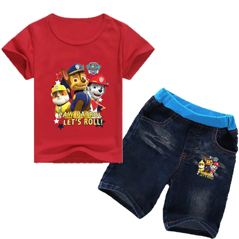 Paw Patrol/ г. Новое летнее платье Повседневный костюм с короткими рукавами в европейском и американском стиле с принтом героев мультфильмов