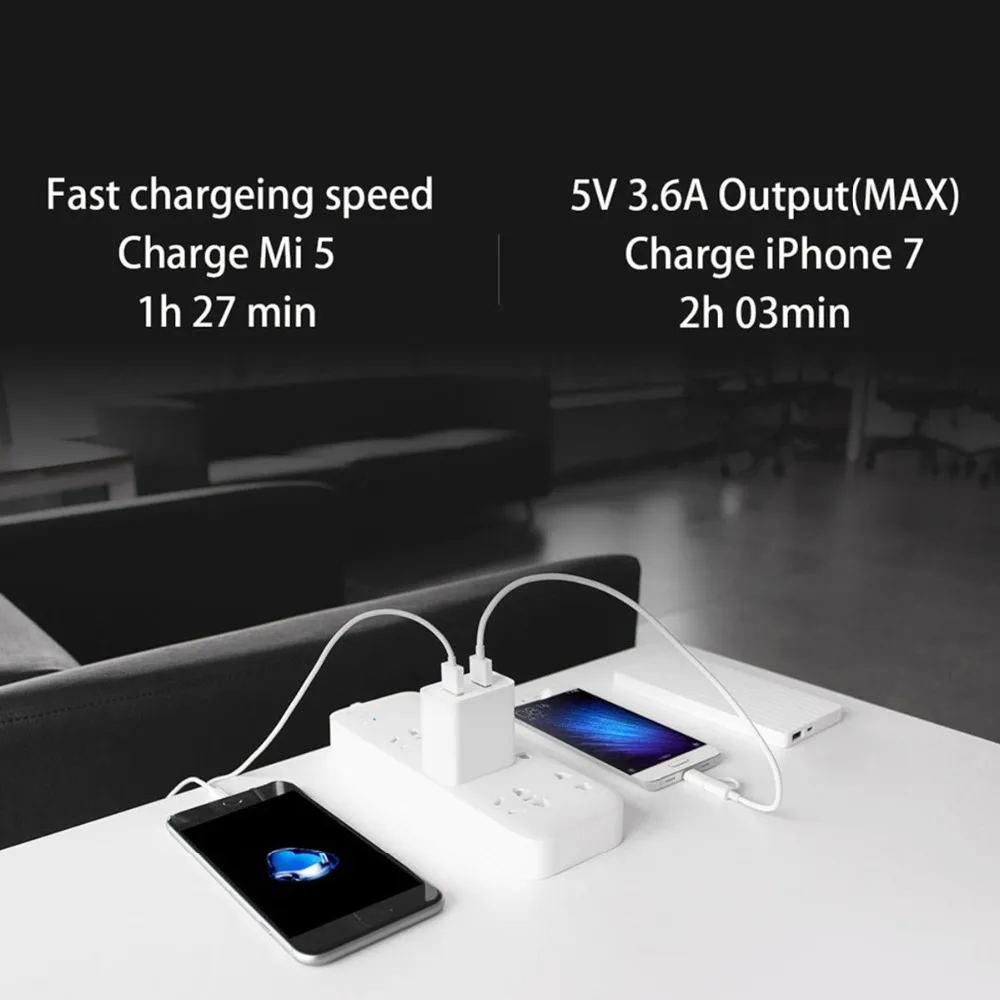Оригинальное зарядное устройство USB QC3.0 2A Быстрая зарядка защита от короткого замыкания 2 порта 36 Вт