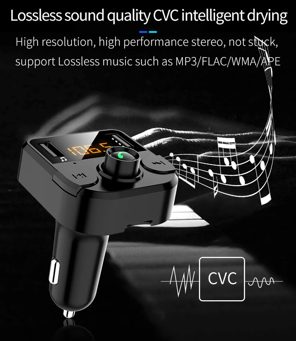 Bluetooth V5.1 автомобильный беспроводной fm-передатчик модулятор MP3 радио адаптер автомобильный комплект 2 USB зарядное устройство быстрое зарядное устройство автомобильные аксессуары# PY10
