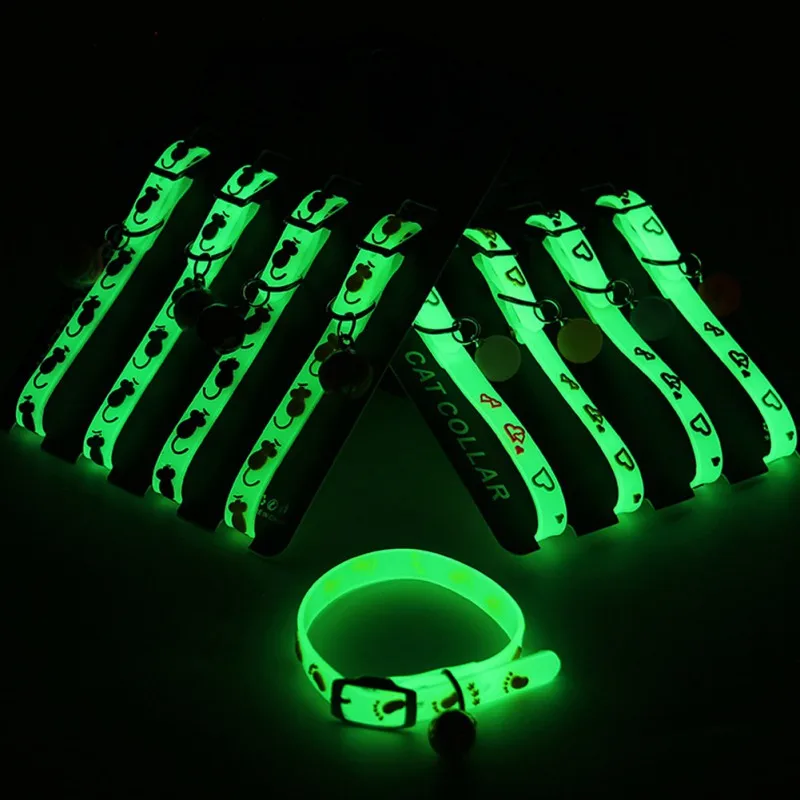 Ошейник для домашних животных, Led Halsband, резиновая 4 шт./партия лампа, ночная безопасность, ошейник для кошек, собак, светящийся шейный ремень с колокольчиком