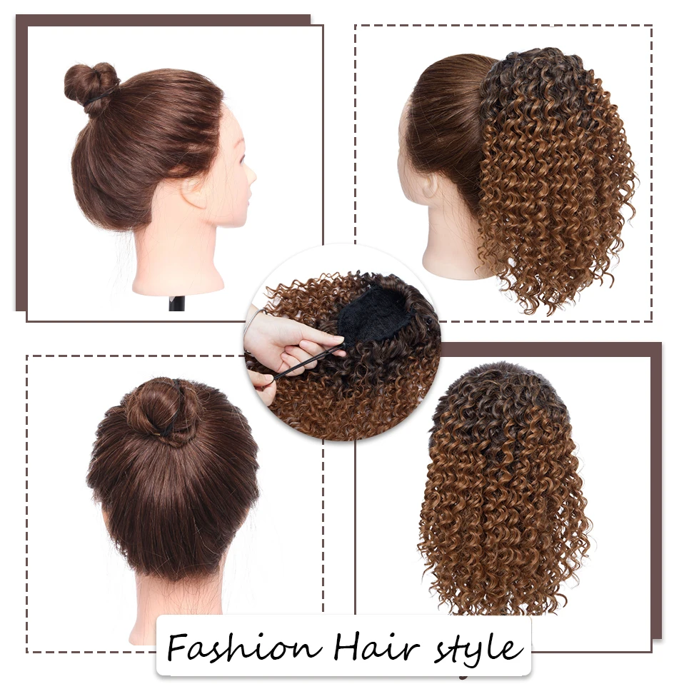 Drawstring Puff Ponytail Afro Kinky Curly Hair Extension Synthetic Clip in Pony Tail African American Hair Extension