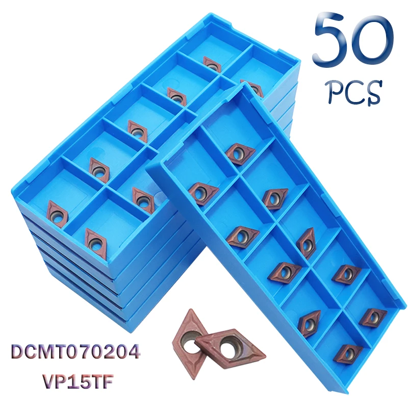 

DCMT070204 VP15TF 50 шт. карбидные вставки DCMT 070204 токарный инструмент для внутреннего отверстия лезвия CNC металлический токарный станок Инструменты для резки