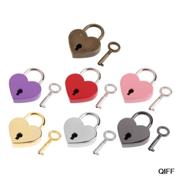 

Drop Ship&Wholesale Heart Shape Vintage Old Antique Style Mini Archaize Padlocks Key Lock With key July 29