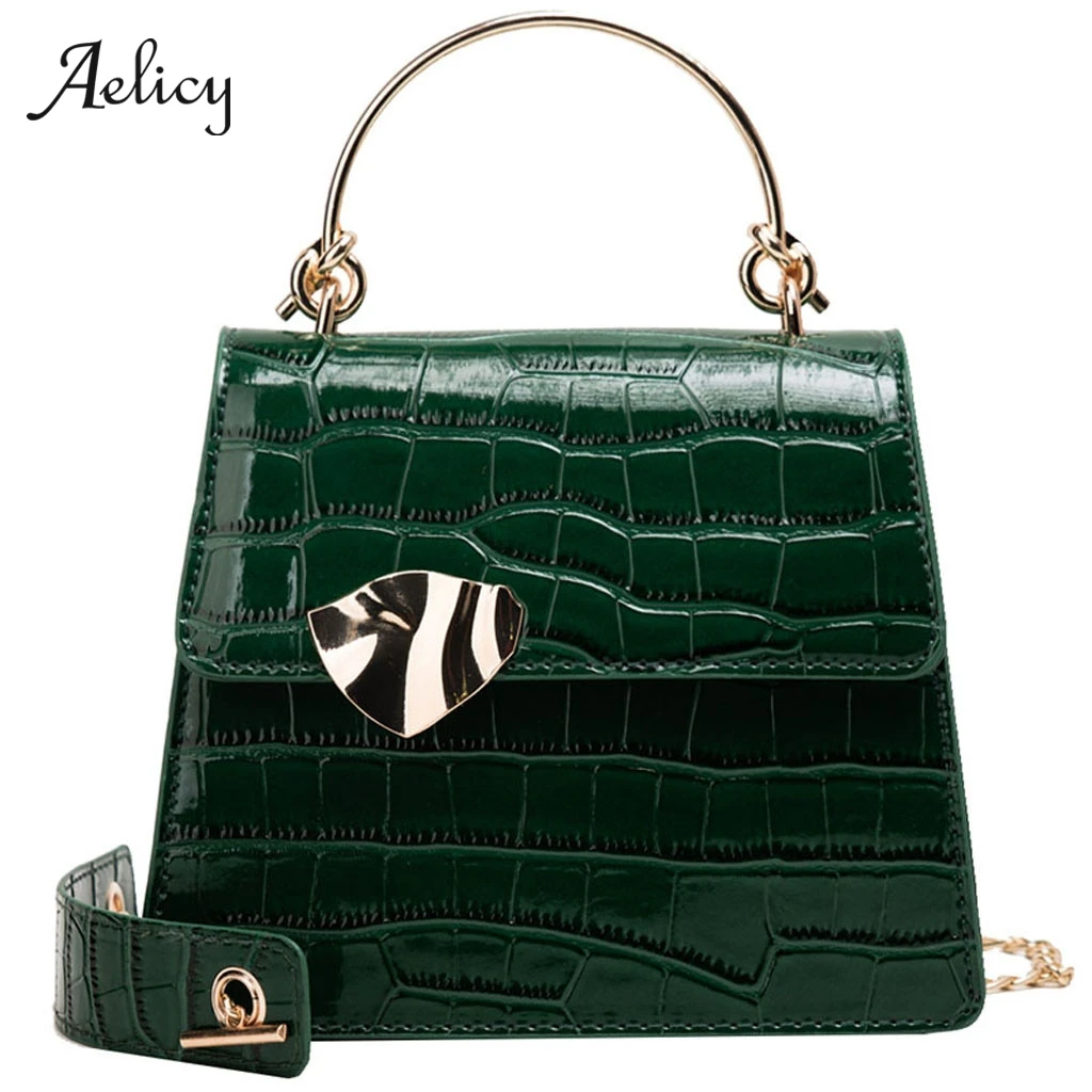 

Aelicy Crocodile Pattern Leather Messenger Bags For Women Luxury Retro Small Tote Handbags Ladies Chain Crossbody Shoulder Bag