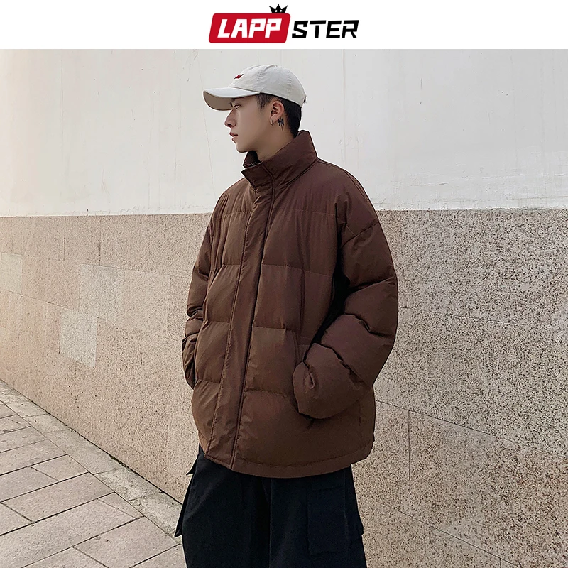 LAPPSTER, мужское красочное пальто, Harajuku,, зимняя куртка, Мужская, черная, Jpanese, одноцветная, модная, дутая куртка, парка, пальто для пар