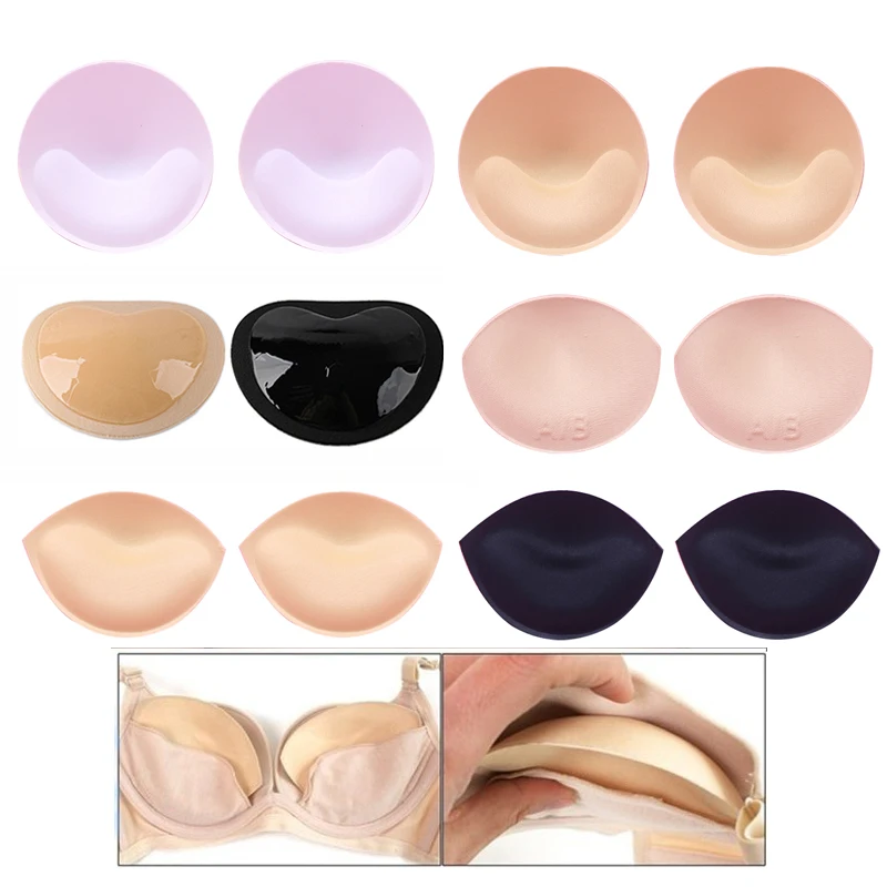 

1/2pair Sponge Swimsuit Breast Push Up Bra for Women Intimates Accessories Triangle/Round Insert Removeable Enhancer Bra Pads