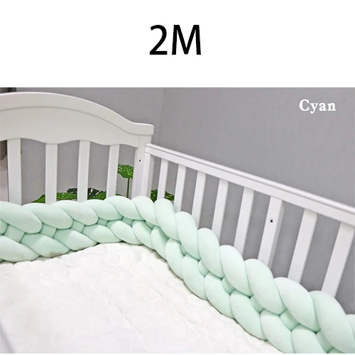 Cyan-2M 4 слойная оплетка с узлом, дизайнерский бампер для детской кровати, индивидуальный, 2 м/3 м, коврик для детской кроватки, защитные бортики для кроватки, аксессуары для постельных принадлежностей, бортики для кроватки - Цвет: Cyan-2M