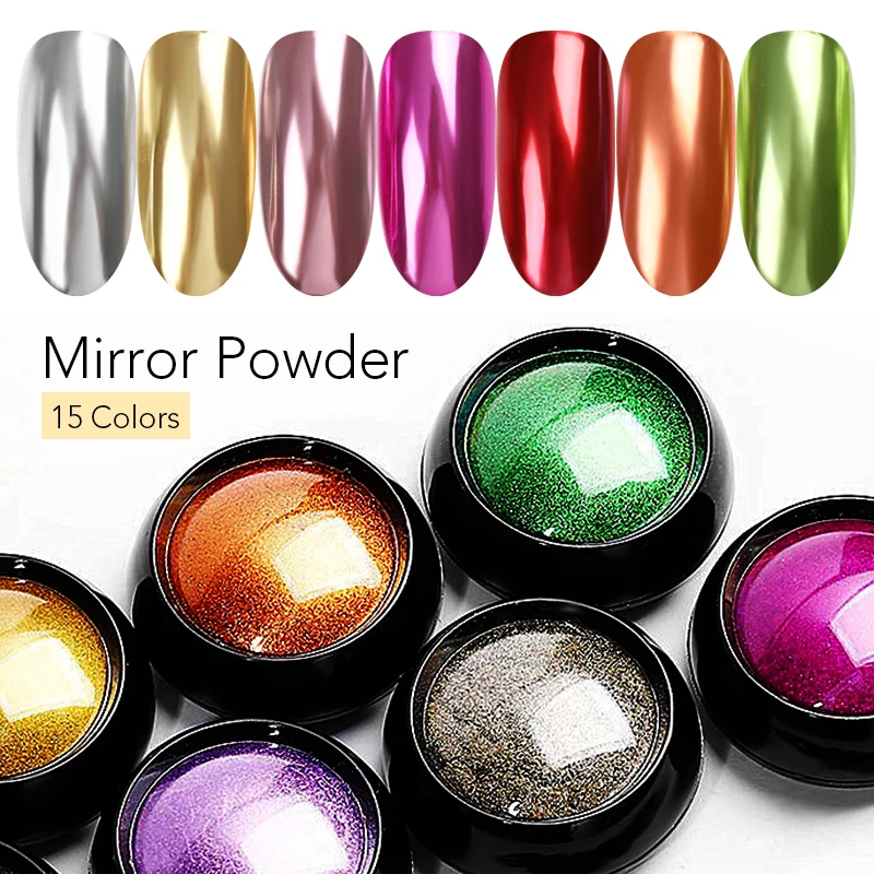 

1 Box Nail Mirror Pigment Powder Rose Gold Silver Colors Shine Nail Glitter Metallic Color for Nail Art UV Gel Polishing