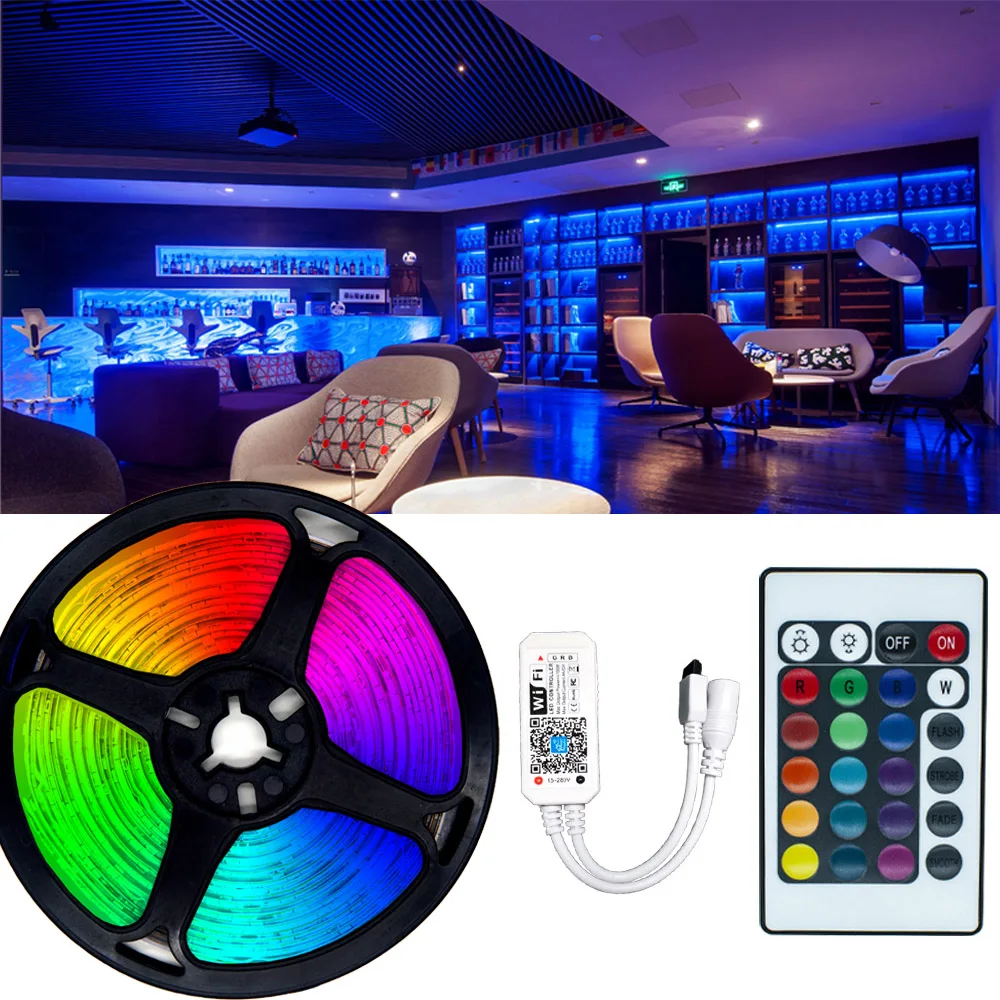 

LED Strips Lights Bluetooth Luces Led RGB 5050 SMD Flexible Not waterproofTape Diode 10M DC 12V Remote control+ adapter