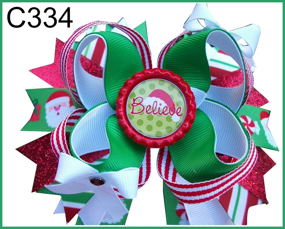 E 15 шт. рождественские банты для волос карамельный тростник бант Санта заколка для волос олень праздник веселая Рождественская бабочка - Цвет: 20190806334