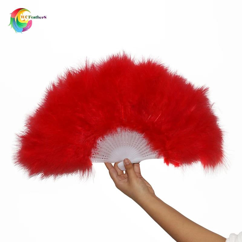 Feather Fan Decoration Feather Fan Beautiful Fold Fan Wedding Stage Carnival Party Home Decor Fluffy Turkey Feather 30*50CM