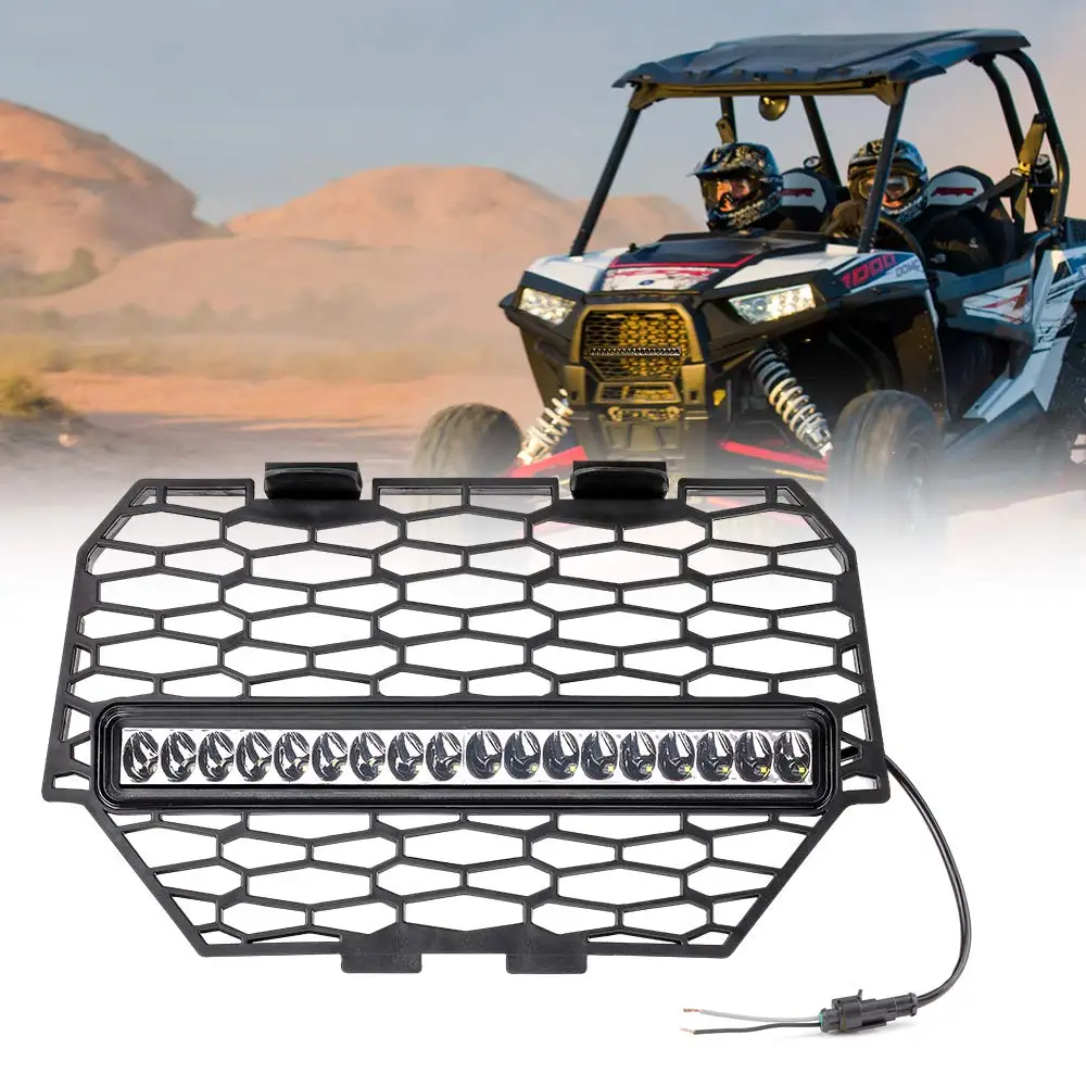 UTV Front Bumper Grille w/ LED Light Bar For Polaris RZR XP XP4 1000 RZR-4 900 RZR Turbo RZR-XC RZR-S LED Light Black 2014-2015