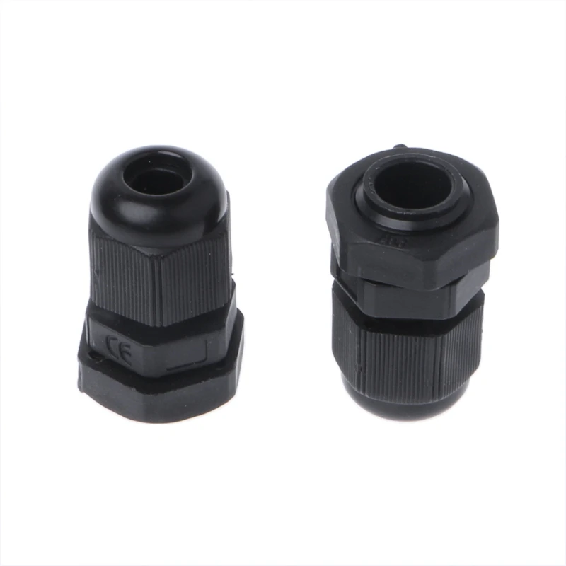 10 Pcs PG7 Waterproof Connector Nylon Gland Black For 4-7mm Diameter Cable Y1QB
