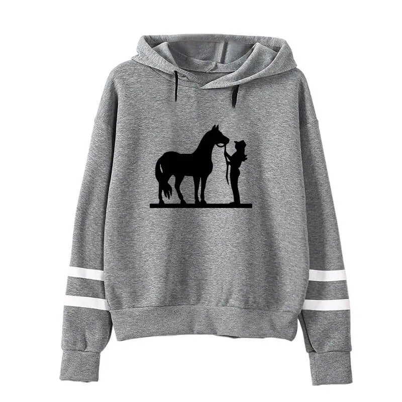 Толстовка с капюшоном для женщин мультяшный свитшот надписью Cowgirl and Horse подарок