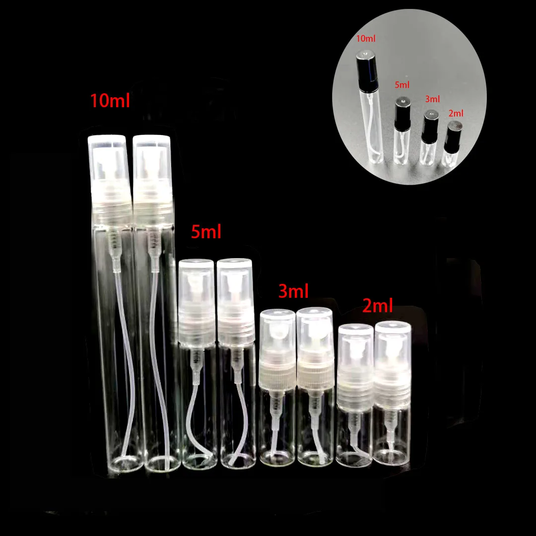 Mini Perfume Vials Glass-Bottle Test-Tube Empty-Cosmetic Sample 2ML Travel Black Portable