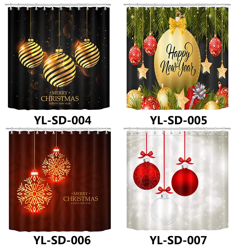 Merry Christmas занавеска для душа для ванной с рисунком снеговика Санты креативная Водонепроницаемая занавеска для душа с новогодним декором