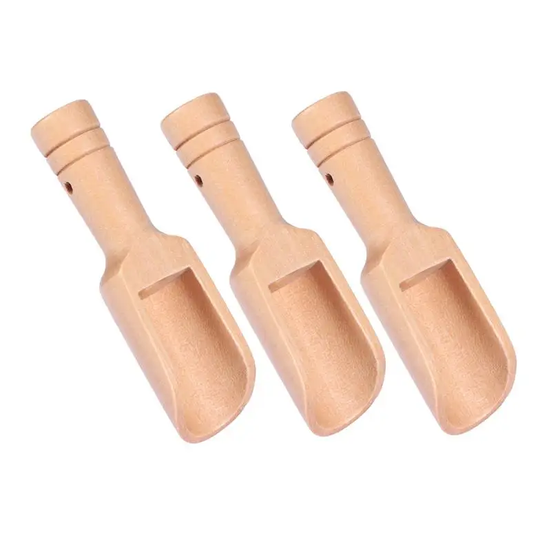 

3pcs Mini Wooden Scoops Bath Salt Spoon Candy Flour Spoon Scoops Kitchen Utensils - 2.4x7.8cm