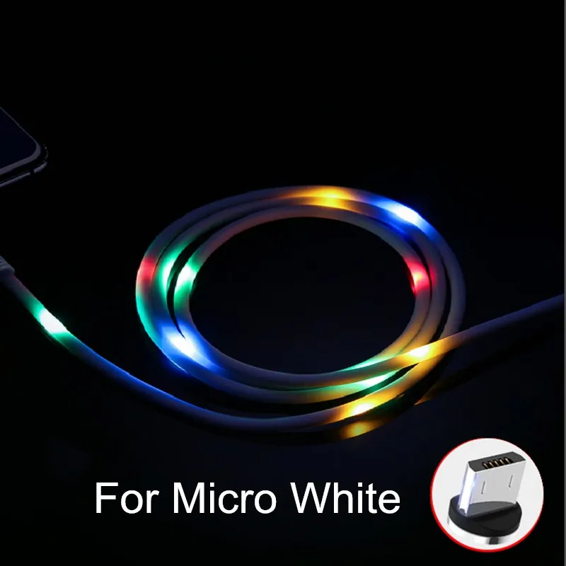 For Micro USB White Vanniso Магнитный светодиодный светильник, кабель для быстрой зарядки, магнитный кабель Micro usb type C, провод, кабель type-C, зарядное устройство для iphone, samsung, Xiaomi - Цвет: For Micro USB White