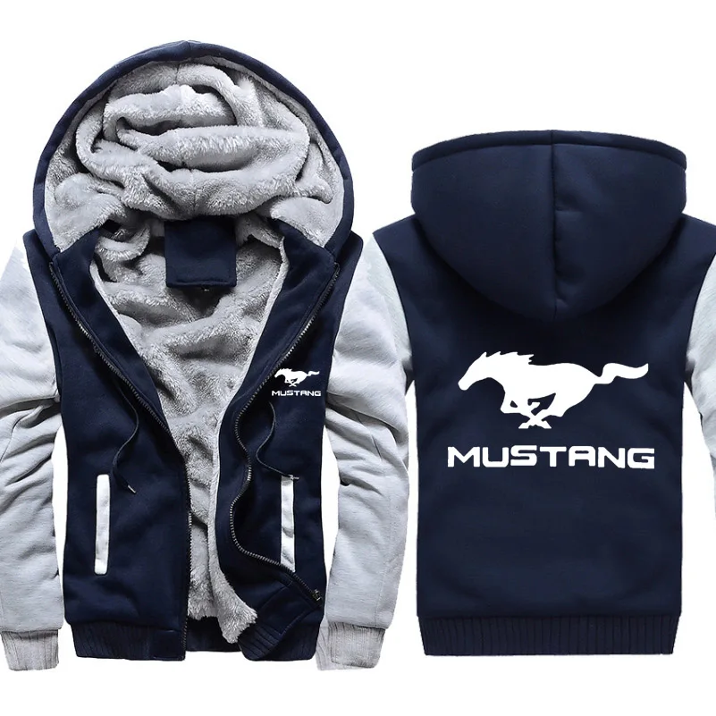 Толстовки для мужчин Mustang автомобиль логотип печати куртка для мужчин s толстовки Зимний толстый теплый флис хлопок молния одежда реглан мужской спортивный костюм - Цвет: 804