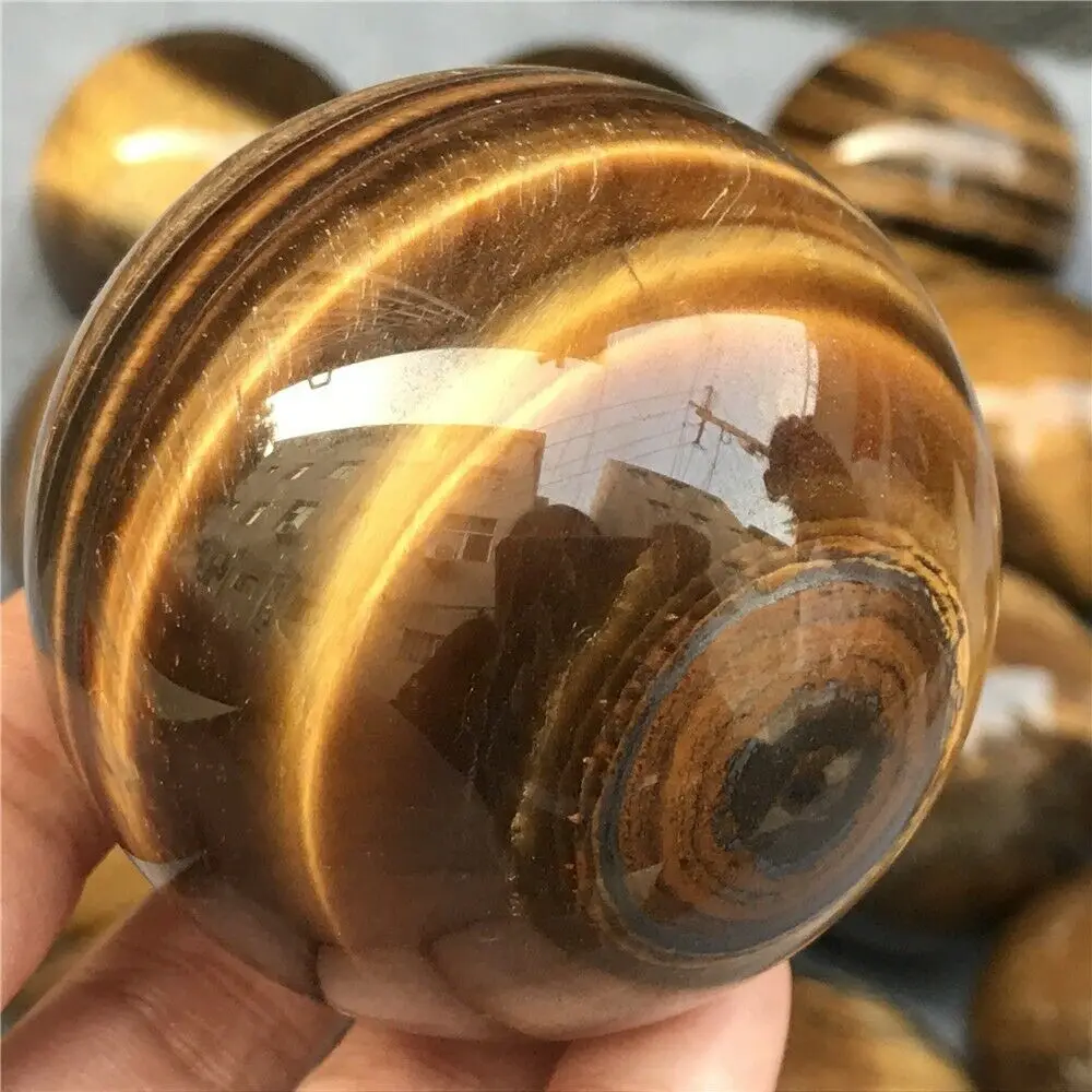 40-85mm Natural Tiger s Eye Quartz Crystal Sphere Ball Healing 5