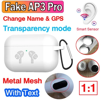 

AP3 TWS Wireless Bluetooth 5.0 Earphone 1:1 Air 3 Metal Mesh With Text Earbuds Pressure Sensor PK H1 Chip i300000 Pro i90000 Max