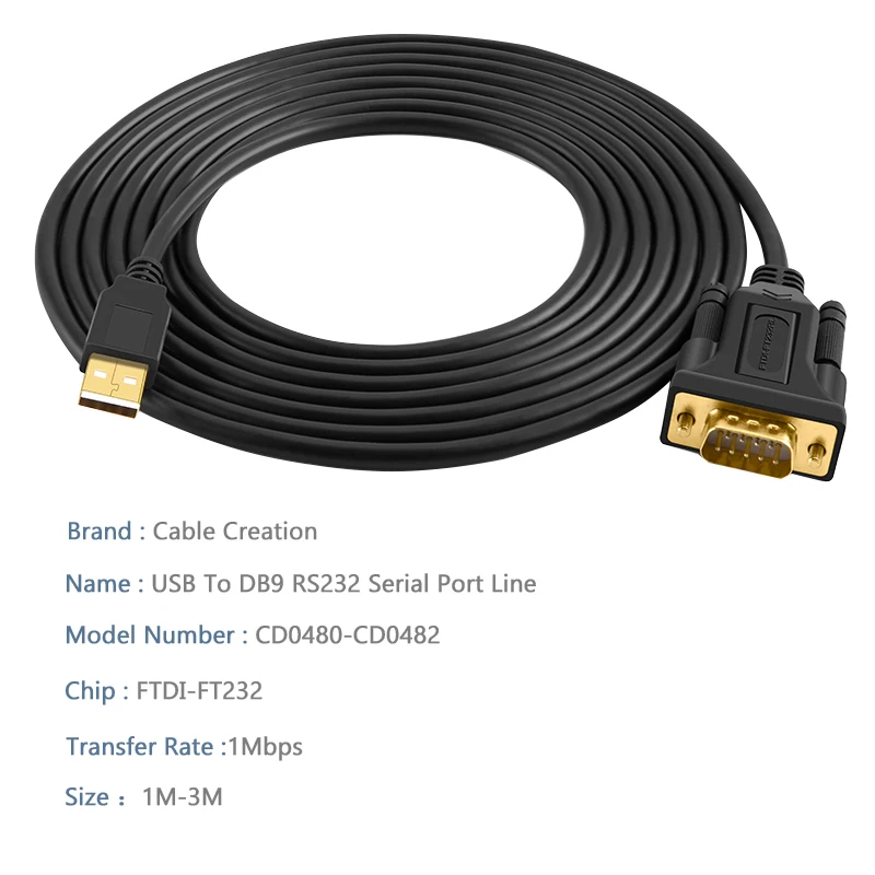 USB для RS232 адаптер USB 2,0 для RS-232 кабель последовательного конвертера DB9 для Windows 10, 8,1, 8,7, Vista, XP, 2000