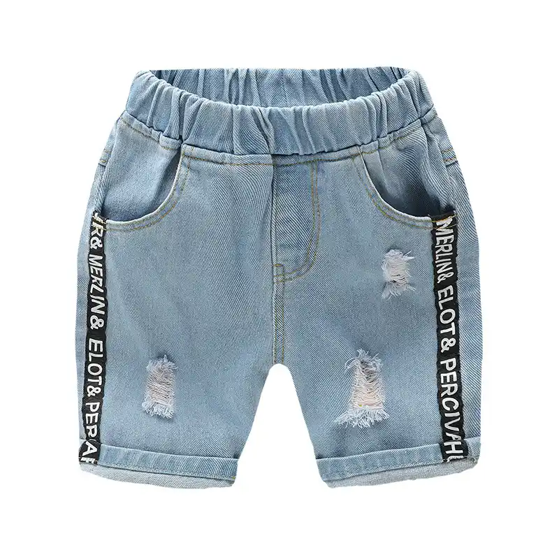 Pas Cher Prix Enfant Garcon Taille Moyenne Jeans Shorts D Ete Short En Jean Solide Enfants En Cinq Points Pantalon Pour 2 6 Ans Taille 90 130 Aliexpress