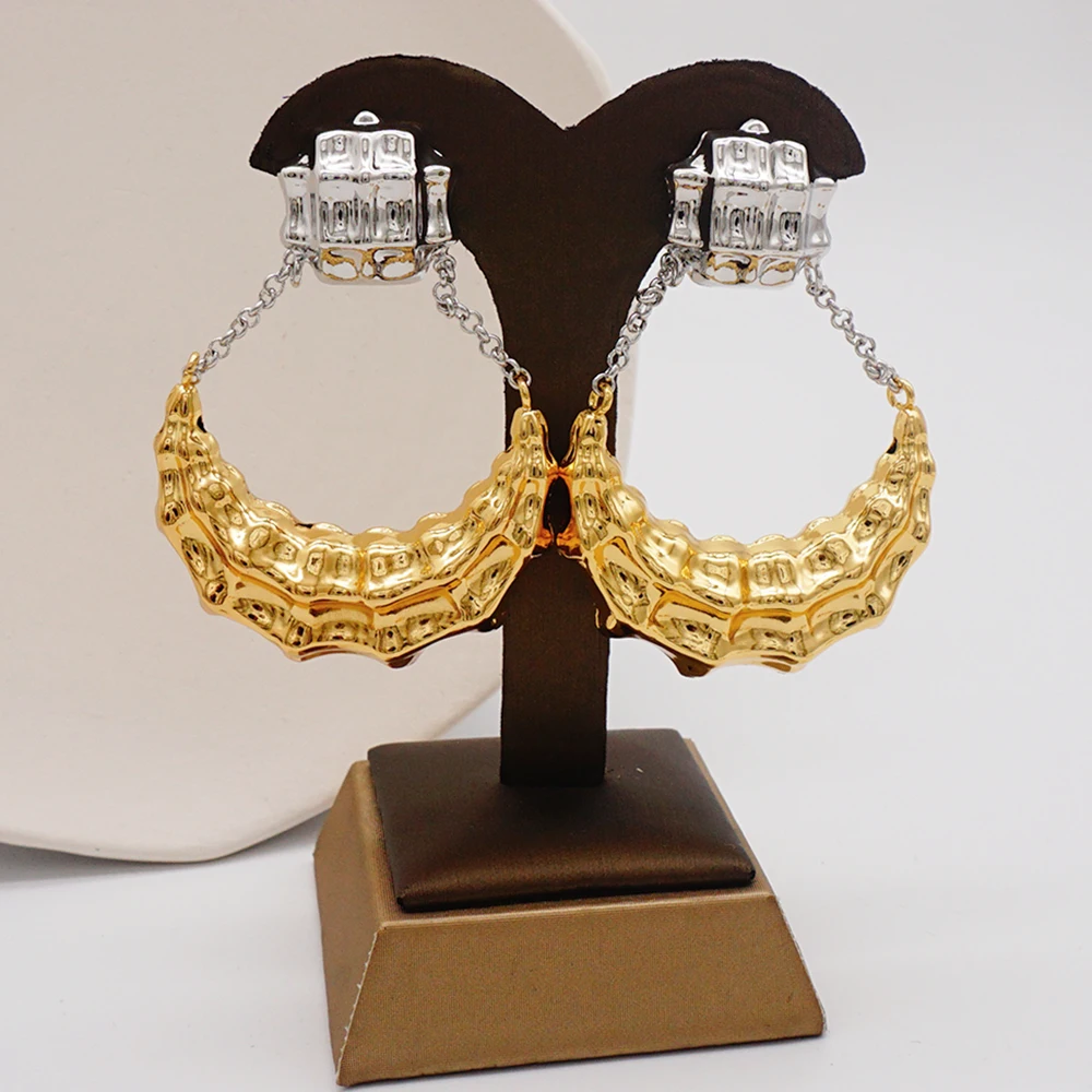 

Dubai Earrings for Women Girls 24K Gold Color Drop Earring African Jewelry Party Gifts