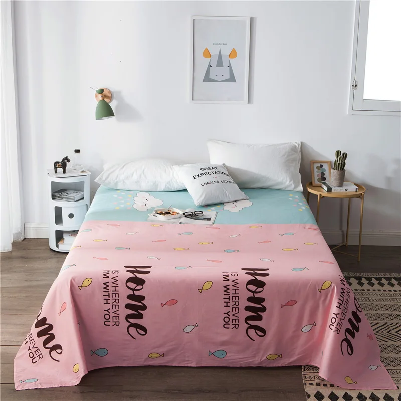 multi-colors cotton bed sheet super soft solid color striped printed queen&king size bed linen cover 180x230cm 230x250cm