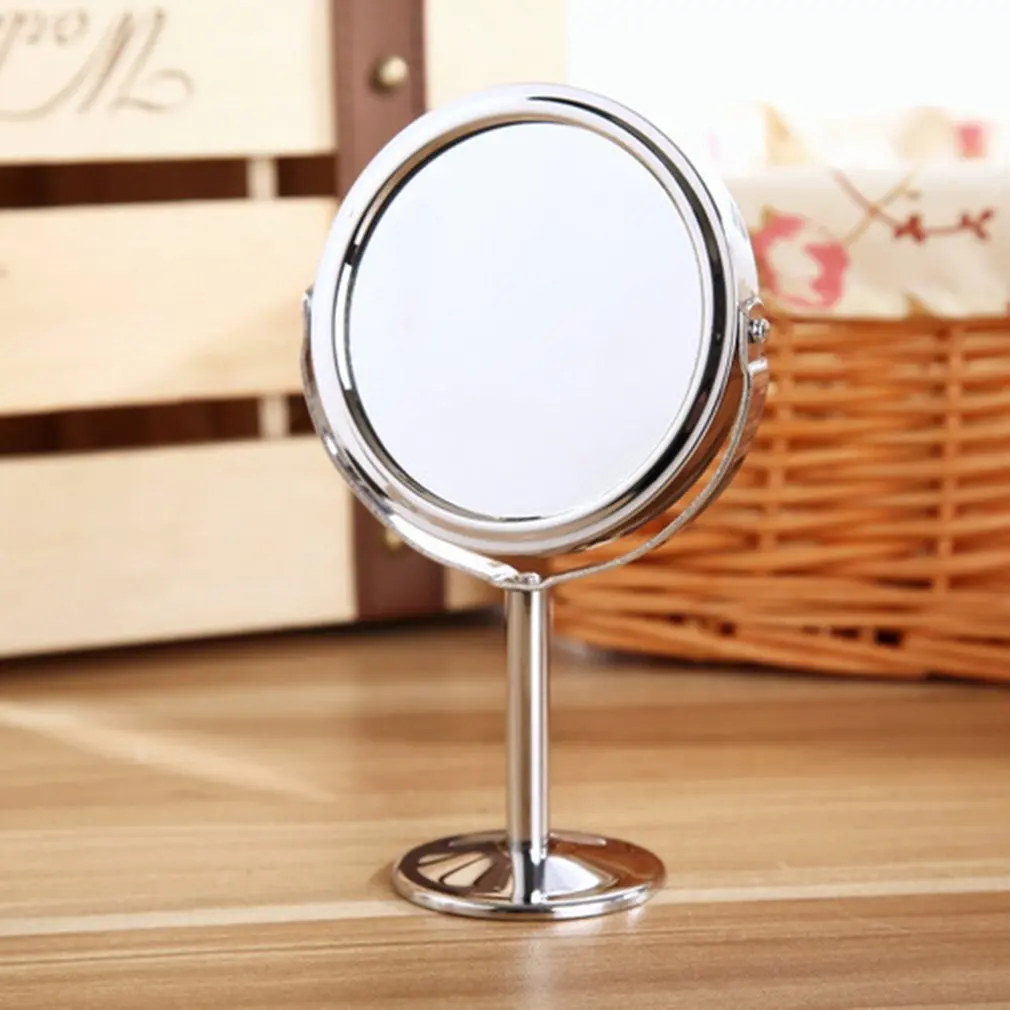 

828t Korean Metal Mirror Makeup Mirror Dressing Mirrors Desktop Rotating1:2 Magnification Function women Make up tools