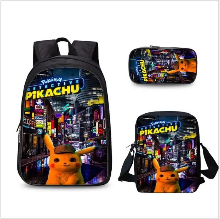 3 шт./компл. Pokemon Detective сумки с Пикачу с рисунком аниме школьные ранцы для мальчиков и девочек Подарки два Слои рюкзак для детей Mochilas