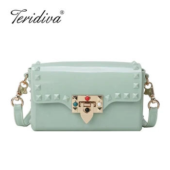 

2020 new fashion rivet women flap handbag small mini jelly bag candy colors women's messenger bags phone purse crossbody girl