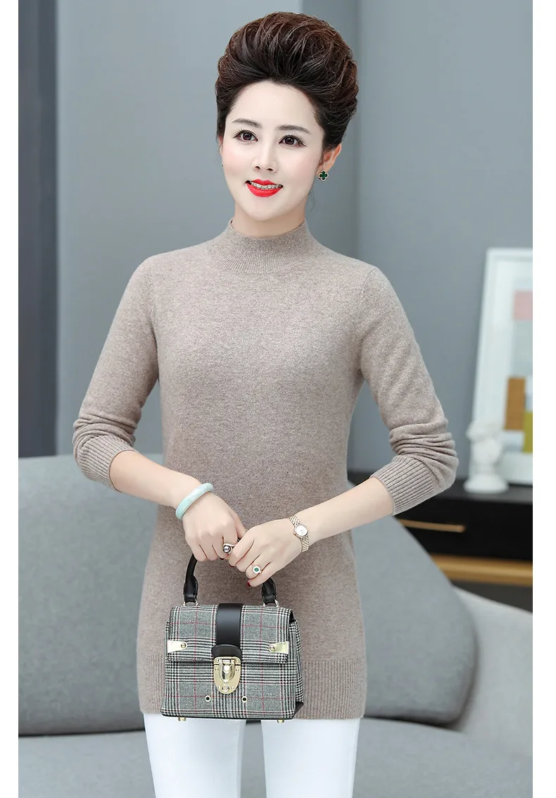 XJXKS winter new high-end wool women knitted dress loose plus size comfortable casual women turtleneck sweater