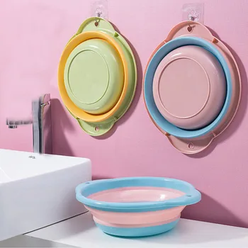 

[Folding Basin Domestic Large Size Foldable Washbasin Students Dormitory Plastic Portable Tourism Laundry Basin Pole