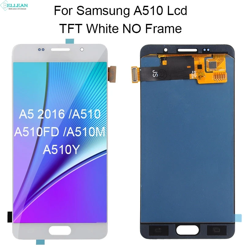 Catteny скидка Super Amoled для samsung Galaxy A5 ЖК A510 Дисплей кодирующий преобразователь сенсорного экрана в сборе A510F ЖК-дисплей с рамой - Цвет: TFT White No Frame