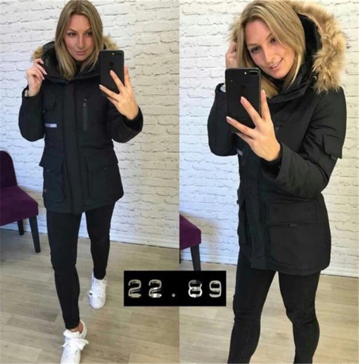 Новинка весны, теплое женское пальто с меховым воротником, AliExpress