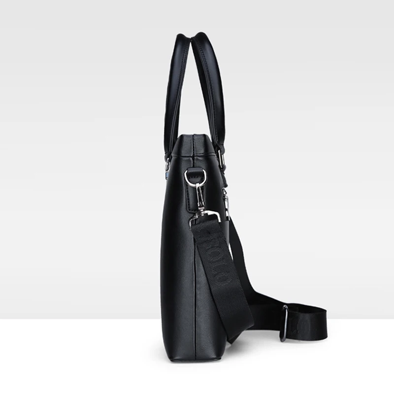 Men's Casual Waterproof Laptop Bag Double Leather Business Briefcase Handbag Messenger Bag Men's Leather Shoulder Bag Travel Bag