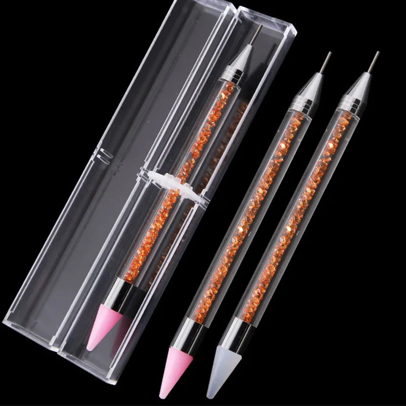 Dual-ended Nail Dotting Pen Silicone Soft Head Rhinestone Picker Pencil Crystal Beads Handle Nail Art Tool