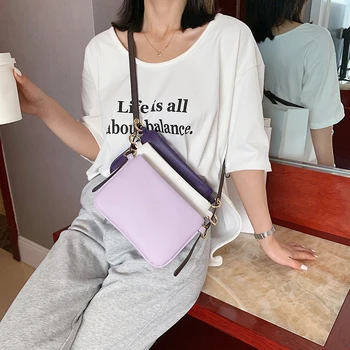 

Women Hit Color Leather Shoulder Bag 3 in 1 Classic Creative Delicate Design Chic Small Female Daily Messenger Pouch