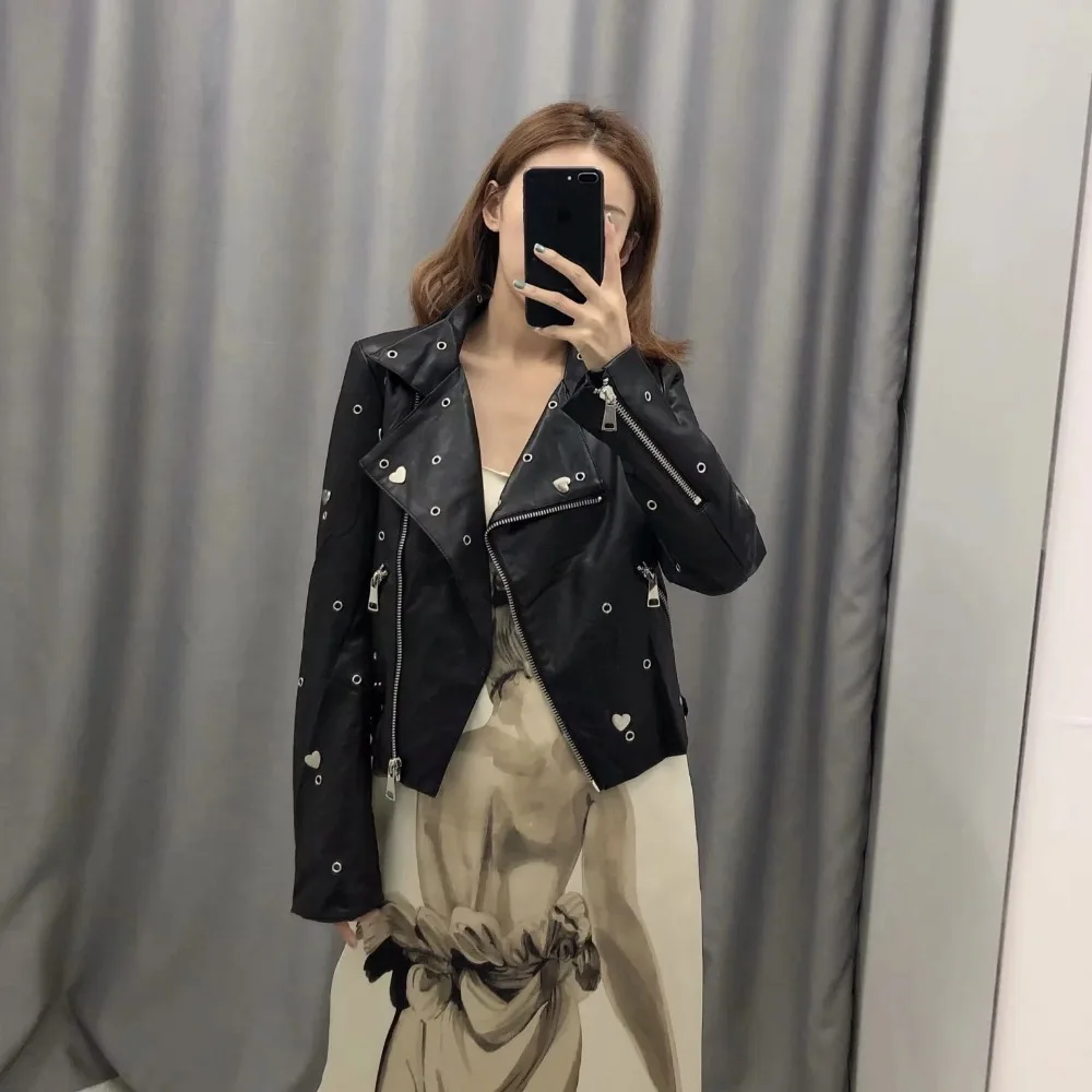 Увядшая Англия Стиль high street rock заклепки Орел Вышивка мотоциклетная кожаная куртка для женщин casaco feminino jaqueta feminina