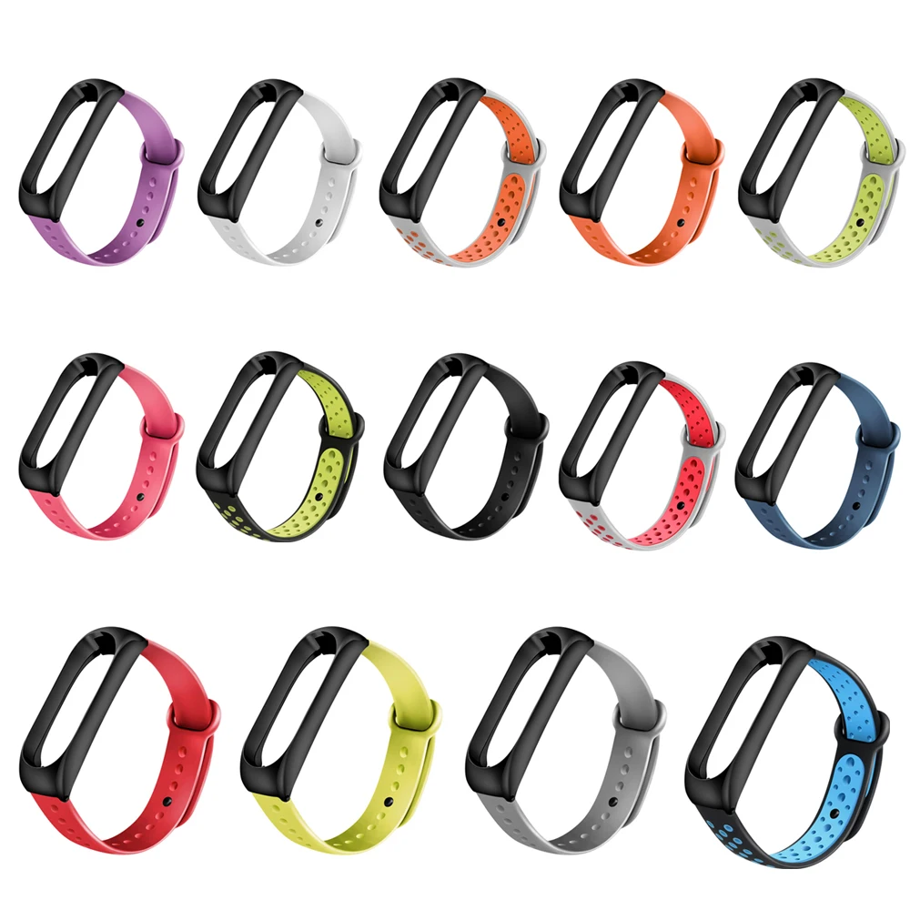 Для Xiaomi Mi Band 3 Силиконовый Браслет ремешок для часов металлический двойной цвет сменный ремешок для Xiaomi Mi Band 4