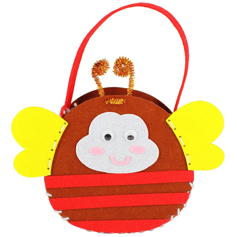 Нетканая ткань, ручная работа, сумка для детей, игрушка для рукоделия, мини-сумка, Нетканая ткань, цветная ручная работа, сумки для детей с мультяшными животными - Цвет: Bee