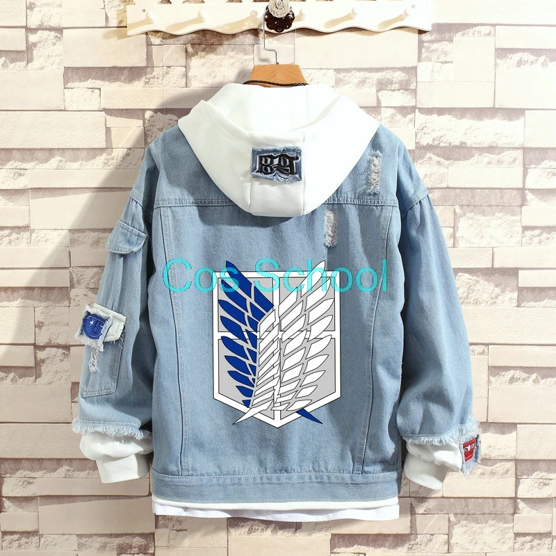 2022 Scout Regiment Plush Denim Jacket Eren Jaeger Cosplay Coats Winter  Hooded Sweatshirt Levi Ackerman Costumes - Cosplay Costumes - AliExpress