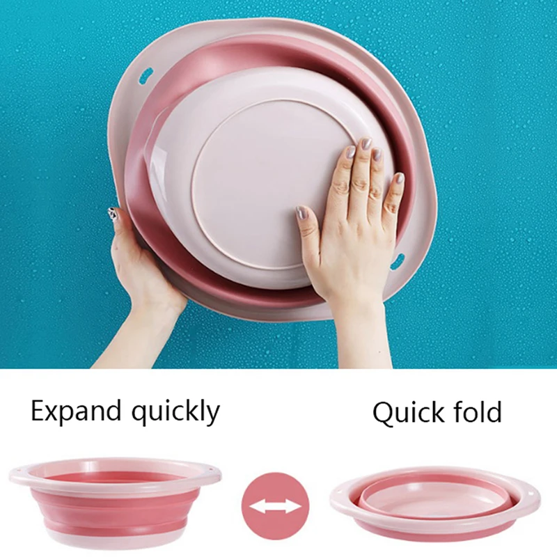 portable folding washbasin household plastic laundry tub travel thickened large wash basin plastic basin