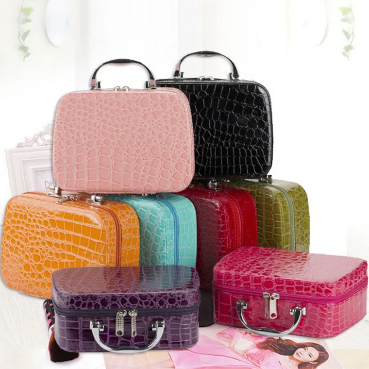 Cosmetic-Bags Organizer Travel-Handbags Beauticians Women PU Elegant Hot-Sale