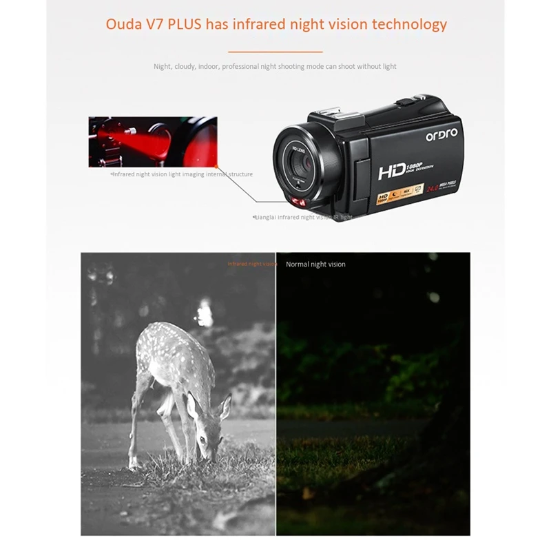ORDRO HDV-V7PLUS Digital Video Camera HD Wide Angle DV Outdoor Travel Home Video