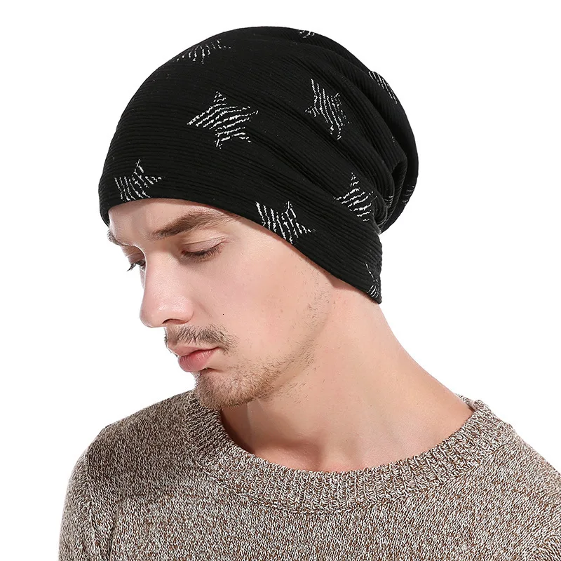 Skullies Beanies осенняя и зимняя модная уличная теплая шапка унисекс плюс дикая пятиконечная звезда головной убор